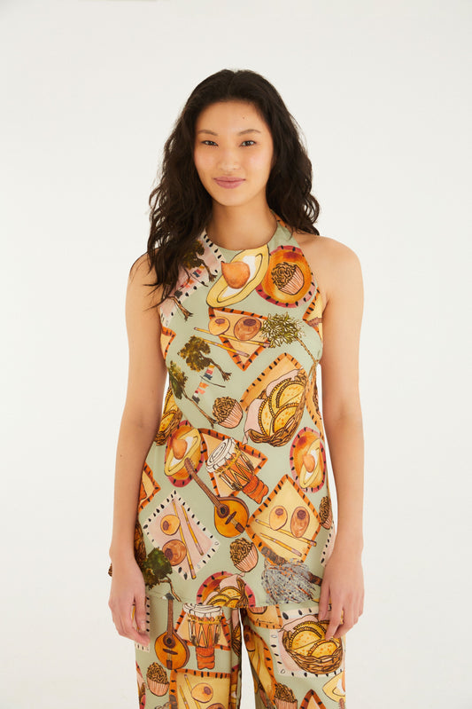 BLUSA FRENTE ÚNICA ESTAMAPDA BOEMIA