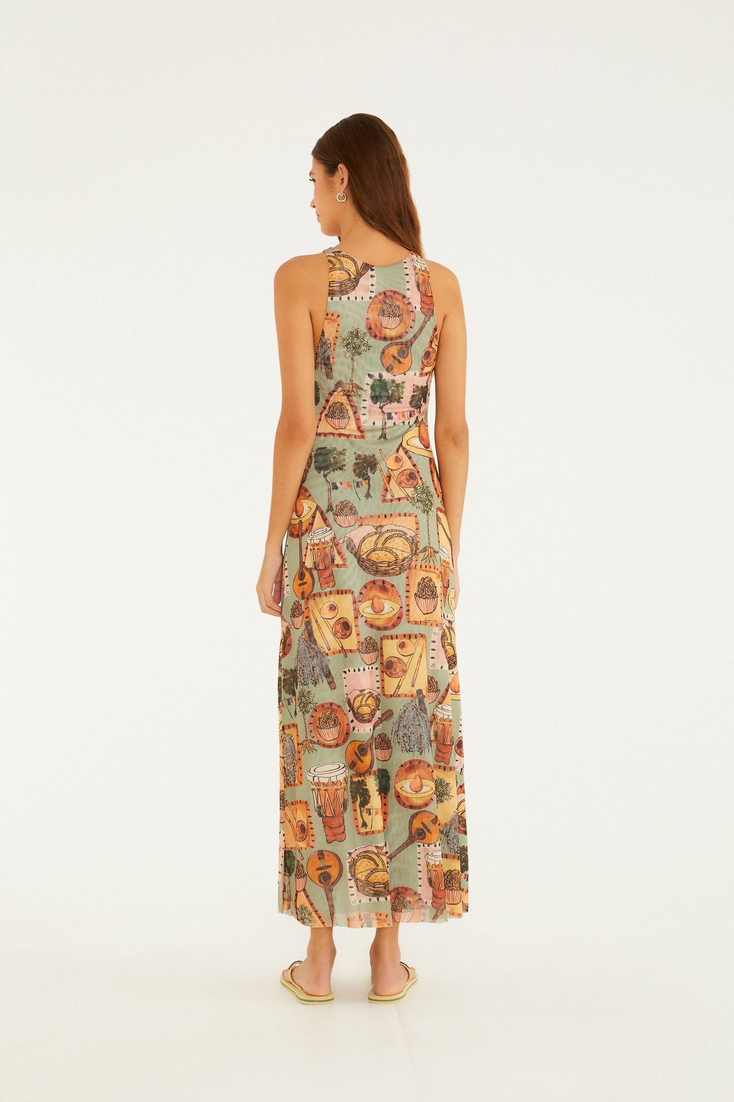 VESTIDO TULE RECTO ESTAMPADO BOEMIA