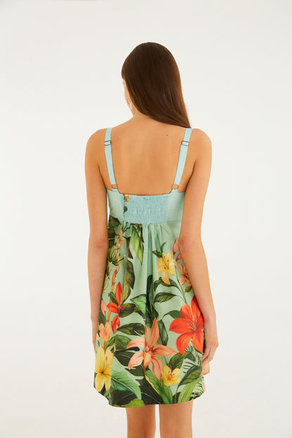 VESTIDO CURTO ESTAMPADO JARDIM EVA