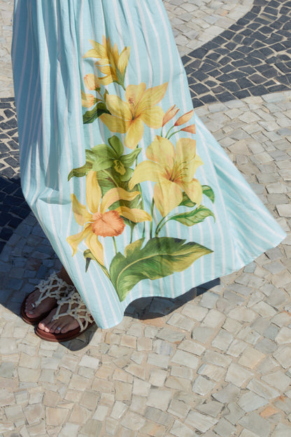 VESTIDO MIDI LISTRA ALEXIA AZUL