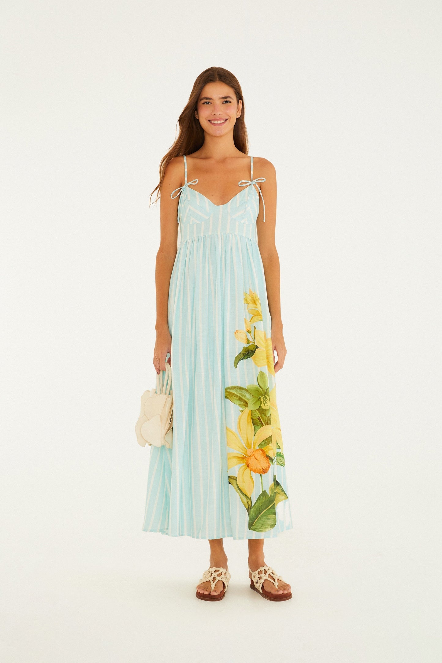 VESTIDO MIDI LISTRA ALEXIA AZUL