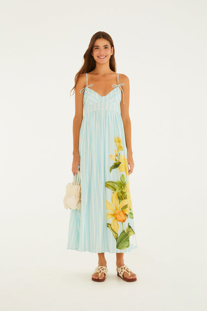 VESTIDO MIDI LISTRA ALEXIA AZUL