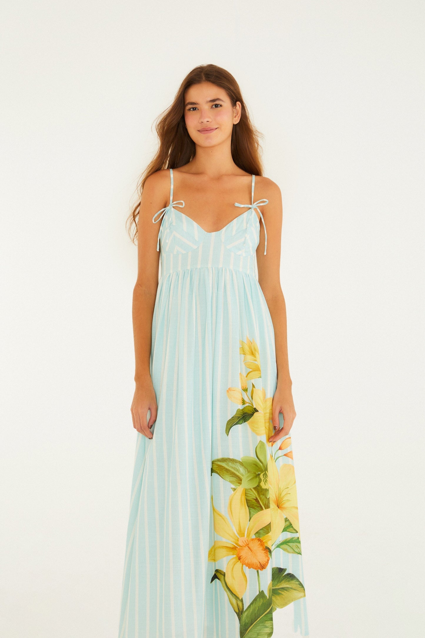 VESTIDO MIDI LISTRA ALEXIA AZUL