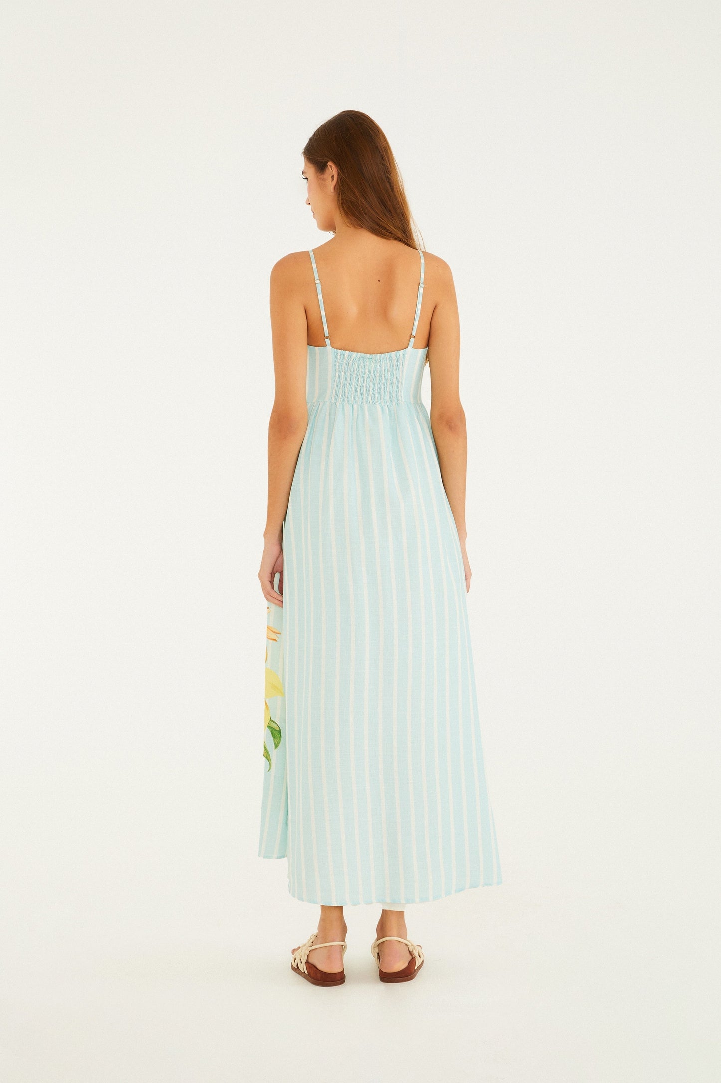 VESTIDO MIDI LISTRA ALEXIA AZUL