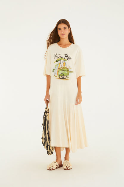 VESTIDO MIDI ESTAMPADO CARRINHO DE COCO