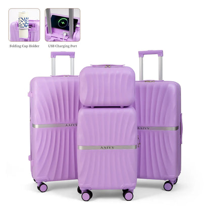 4 Piece Expandable Hardshell Luggage Set with TSA Lock & Spinner Wheels