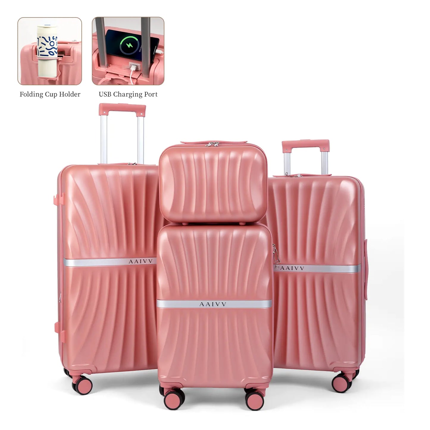 4 Piece Expandable Hardshell Luggage Set with TSA Lock & Spinner Wheels